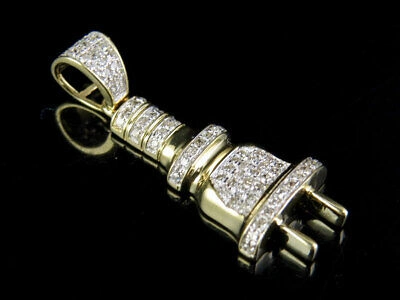 Pre-owned Jewelry Unlimited Unisex 10k Yellow Gold Plug Socket Fuse Genuine Diamond Pendant Charm 1/5 Ct 1" In H-i