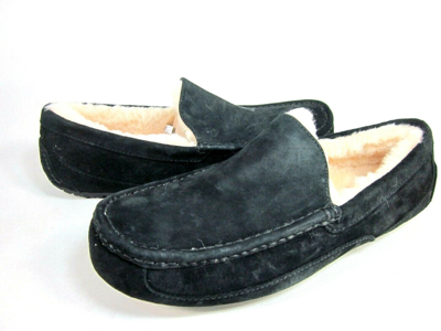 Pre-owned Ugg Men's Ascot Suede Slippers,5775 M/blk,black, Us Size 13, Eur 47 M,