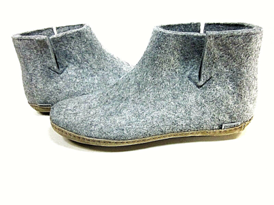 Pre-owned Unisex Glerups  Low Grey Wool Boot Slippers, Eur 42, Us Men's Size 9, Women's 11 In Gray