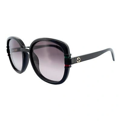 Pre-owned Gucci Gg1068sa-001-57 Black Sunglasses In Gray