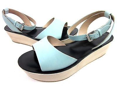 Pre-owned Pour La Victoire , Ciara Platform Sandal, Seafoam, Womens, Us Size 7.5 M Eur 37.5 In Blue