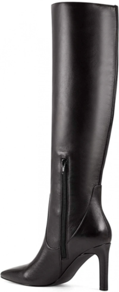 Pre-owned Nine West Womens Wmmaxim Faux Leather Pull On Knee-high Boots In Black