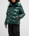 Moncler Maya 70 Short Down Jacket In Forest Green