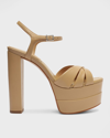 SCHUTZ KEEFA LEATHER ANKLE-STRAP PLATFORM SANDALS