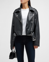 WEWOREWHAT VEGAN LEATHER CROPPED MOTO JACKET