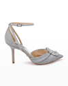 Badgley Mischka Nisha Pointed Toe Pump In Silv Textl