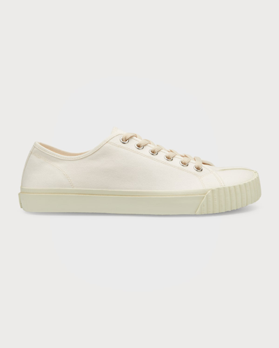 Maison Margiela Men's Tabi Split-toe Canvas Low-top Sneakers In White