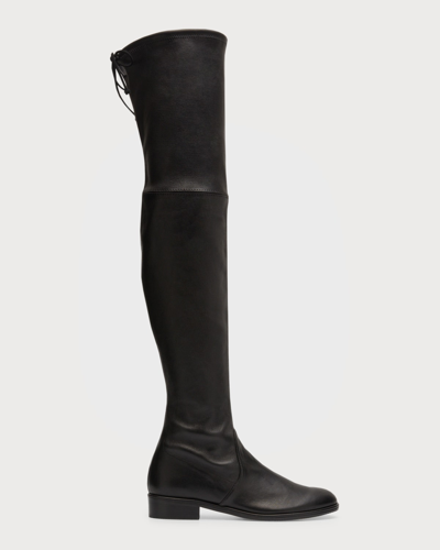 Stuart Weitzman Lowland Stretch Napa Over-the-knee Boots In Black