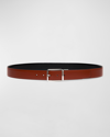 Santoni Men's Reversible Leather Dress Belt In Tan