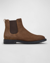 Tod's Men's Stivaletto Water-repellent Suede Chelsea Boots In Cognac
