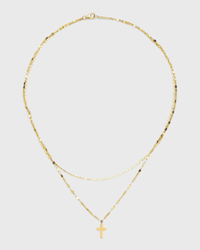 Lana Double-strand Cross Necklace In Yellow Gold