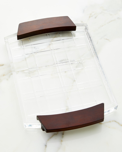 Orrefors Glass & Wood Serving Tray In Wood/clear