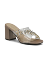 Adrienne Vittadini Women's Avenue Jeweled Clear Strap Slide Sandals Women's Shoes In Champagne