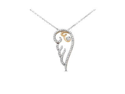 Haus Of Brilliance Yellow Plated Sterling Silver Diamond Angel Wing Pendant Necklace