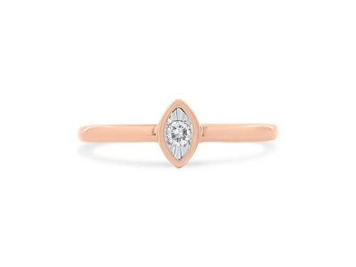 Haus Of Brilliance 14k Rose Gold Plated .925 Sterling Silver 1/20 Carat Diamond Square Cushion-shaped Miracle Set Petit In Pink