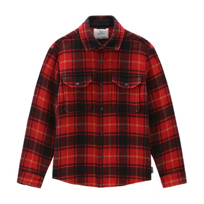 Woolrich Alaska Overshirt In Cotton-wool In Red Check