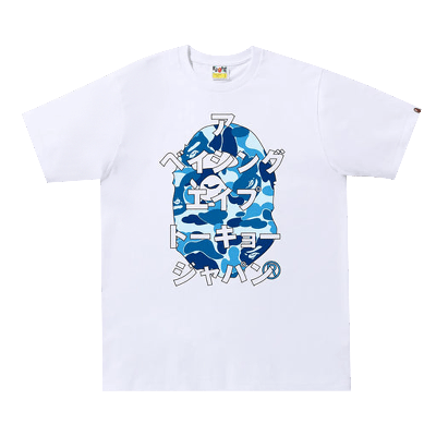 Pre-owned Bape Abc Camo Japanese Letters Tee 'white/blue'