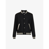 Saint Laurent Teddy Logo Patch Wool Blend Bomber Jacket In Noir