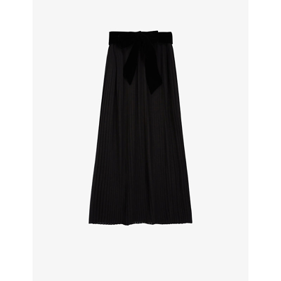 The Kooples Pleat-detail Crepe Maxi Skirt In Black