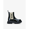 MOSCHINO MOSCHINO GIRLS BLK/OTHER KIDS LOGO-BRANDED PATENT-LEATHER CHELSEA BOOTS 6-9 YEARS,58315782