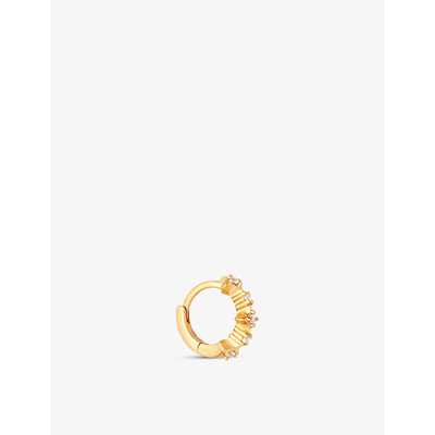 Astrid & Miyu Cosmic Star Recycled Sterling-silver And Cubic Zirconia Huggie Hoop Earrings In Gold