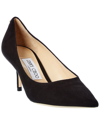 Jimmy Choo Pointed Toe Black Leather Pumps In Black