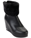 Dkny Abri Womens Faux Leather Faux Fur Lined Booties In Black Smooth