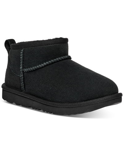 Ugg Kids Classic Ultra Mini Twinface Sheepskin Booties In Black