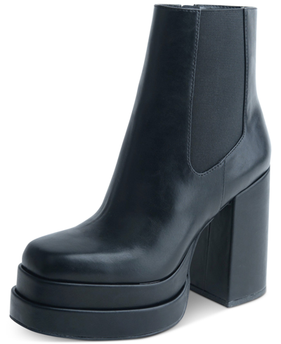Wild Pair Ohara Double-platform Booties, Created For Macy's In Black Smooth