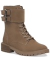 Vince Camuto Fawdry Womens Suede Buckle Combat & Lace-up Boots In Wild Mushroom Suede