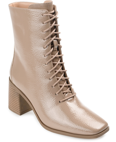 Journee Collection Women's Covva Lace-up Booties Women's Shoes In Taupe