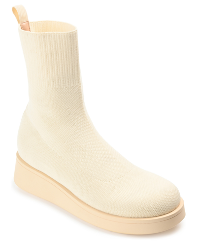 Journee Collection Women's Ebby Sock Booties In Cream