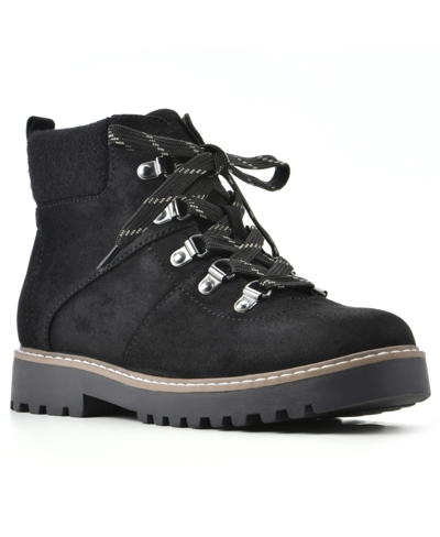 Cliffs By White Mountain Connie Womens Lace Up Lug Sole Combat & Lace-up Boots In Black Fabric