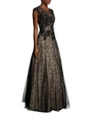 BASIX BLACK LABEL ILLUSION LACE ACCENTED GOWN,400089841999