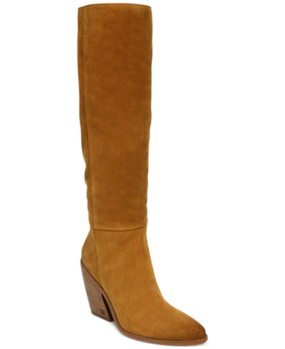 Sam Edelman Annabel Womens Suede Almond Toe Knee-high Boots In Toasted Chestnut