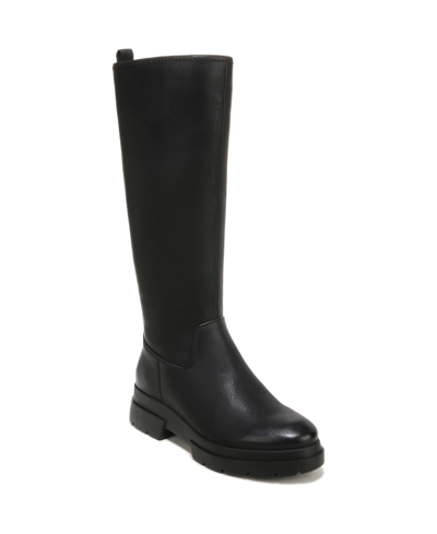 Soul Naturalizer Orchid Wide Calf High Shaft Boots Women's Shoes In Black Smooth Faux Leather