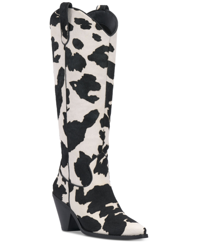 Inc International Concepts Women's Ipiriah Western Boots, Created For Macy's Women's Shoes In Black/white Cow