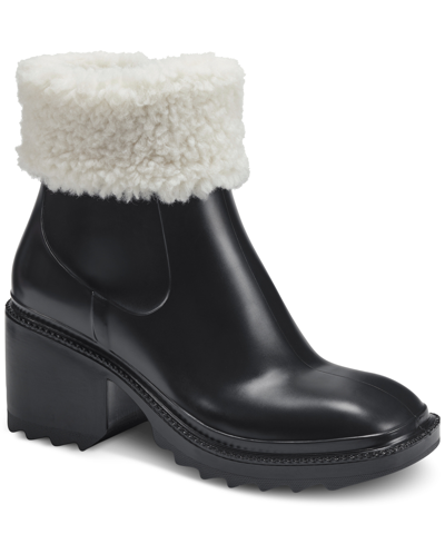 Inc International Concepts Women's Eadin Rain Boots, Created For Macy's Women's Shoes In Black W/ Shearling