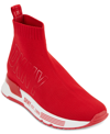 Dkny Nona Logo-print Knit Sneakers In Red