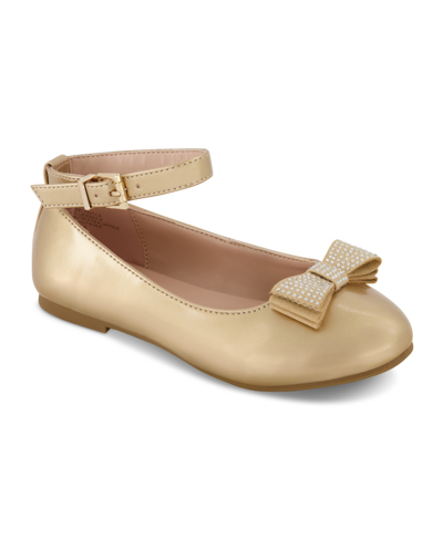 Jessica Simpson Toddler Girls Amy Bow Ballet Flats In Soft Gold-tone