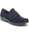 Bzees Poppyseed Womens Slip On Comfort Casual And Fashion Sneakers In Navy Sparkle Knit Fabric