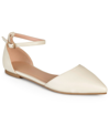 Journee Collection Women's Reba Ankle Strap Pointed Toe Flats In Bone