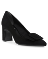 Anne Klein Akbentley Womens Buckle Suede Block Heels In Black