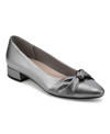 Easy Spirit Women's Eflex Caster Slip-on Block Heel Dress Pumps In Pewter Leather