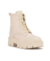 Nine West Obri 2 Womens Faux Leather Ankle Combat & Lace-up Boots In Ivory Multi