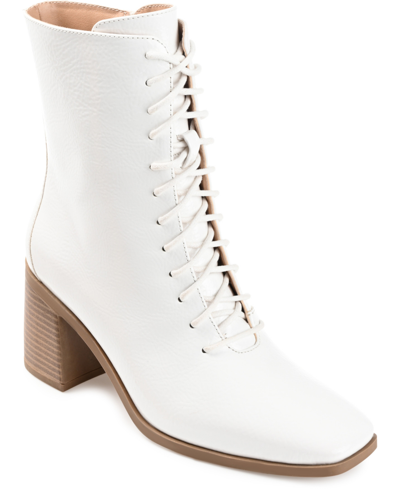 Journee Collection Women's Covva Lace-up Booties Women's Shoes In Bone
