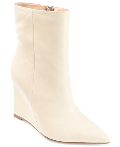 Journee Collection Women's Glorria Wedge Bootie Women's Shoes In Tan/beige