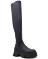 Aldo Grandmode Womens Faux Leather Pull On Over-the-knee Boots In Black Smooth