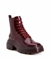 Katy Perry Geli Snake Embossed Combat Boot In Burgundy Shiny