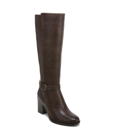 Naturalizer Joslynn Wide Calf High Shaft Boots In Dark Brown Faux Leather